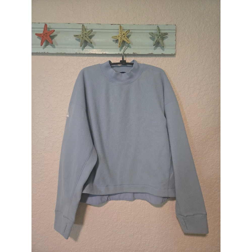 HOKA ONE ONE Women XL Light Blue Fleece Mock Neck Pullover Sweatshirt Thumbholes